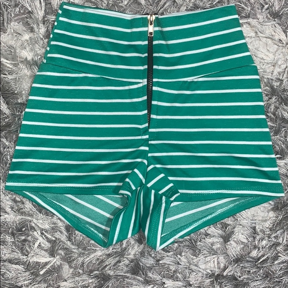 High waisted, stretchy, and stripped shorts